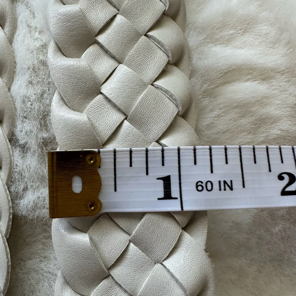 Elegant Off White/Ivory Braided Belt With Silver Buckle - Boho Chic Coastal ~ M.